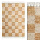 IvoryRiley Natural and Bleached Checkered Jute Rug Briaded Jute Handloom Rugs