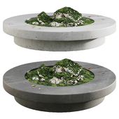 Outdoor round seating island 01 with stones and moss