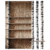 Shelves with partition made of birch