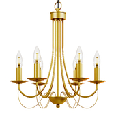 Mid-Century Modern 6-Light Gold Candle Chandelier