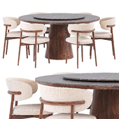 Rotating dining table with chairs