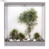 minimal courtyard green plant in box set 468