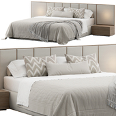 Panels Upholstered Headboard Bed