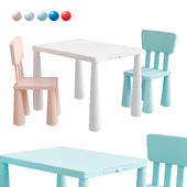 2 Piece Set Kids Play Table, Plastic, Seat, Indoor, 5 to 7 Years, Vermilion Rose