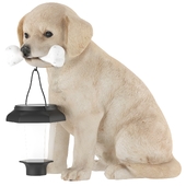 LuxenHome Resin Puppy with Solar Light Garden Statue