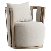 Paolo Cream Textured Weave Swivel Chair
