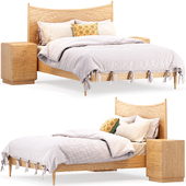Спальный набор от West Elm, кровать и тумба Pierce & Ward Curved Burl Wood