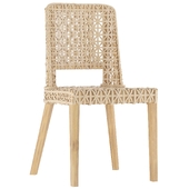 Benjara Dining Side Chair Woven Rattan Backrest