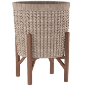 Hand Woven Planter with Wood Stand Large
