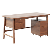 Стол Krossa 58.5" Desk and File Cabinet - Walnut and White Oak