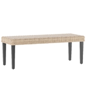 Bench Natural Kubu Rattan and Solid Mango Wood