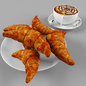 cup and croissant - Еда и напитки - 3D модель