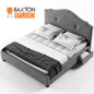 Armeena Linen Storage Bed With Upholstered Headboard, Gray, King - Кровати - 3D модель