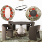 Celeste Armchair, Aqua Dining table, O-O Suspension - Стол + стул - 3D модель