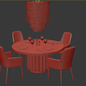 CB2 Dinning set - Стол + стул - 3D модель - фото 3