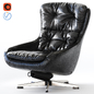 PEEM Finland_Black Leather Swivel Chair - Кресла - 3D модель