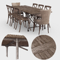 Traditional dining set - Стол + стул - 3D модель - фото 2