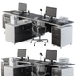 Office Furniture Gray And Black Employee Set - Офисная мебель - 3D модель