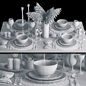 Сервировка с разноцветными бокалами - Посуда - 3D модель - фото 5