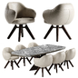 Cattelan Italia Tyron Keramik Premium table Bombe chair set - Стол + стул - 3D модель