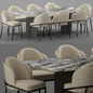 modern baron sea foam dining chair and linha table - Стол + стул - 3D модель - фото 2
