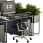 Office Furniture - employee Set - Plants Box Divider 34 - Офисная мебель - 3D модель - фото 3