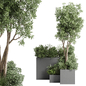 stand box plant - collection outdoor plant 80 concrete dirt vase pot - Уличные - 3D модель - фото 3