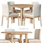 Hargrove Круглый стол и стулья West Elm - Стол + стул - 3D модель