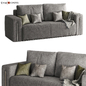 Homary Modern sofa Gray Cotton & Linen Upholstered - Диваны - 3D модель
