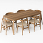 Interior for dinning set 005 - Стол + стул - 3D модель - фото 2
