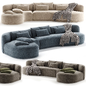 Sunpan Laken Modern White Upholstered Boucle Sectional LAF - Диваны - 3D модель - фото 5