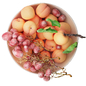 bowl of apricots and brown grapes fruit - Еда и напитки - 3D модель - фото 2