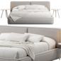 Soft Low Headboard Bed - Кровати - 3D модель - фото 4