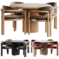 Palermo Fabric Dining Chair Cosmos Travertine Dining Table - Стол + стул - 3D модель