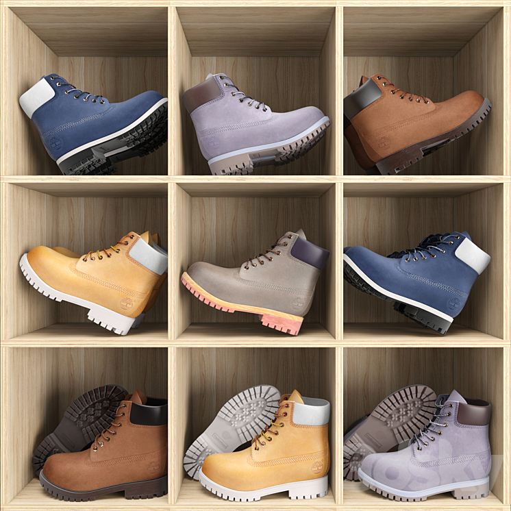 Timberland Boots for men in five colors Footwear 3D model