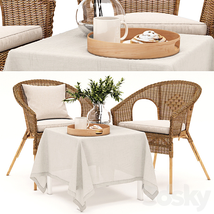 Ikea Agen Armchair Table Chair 3D model