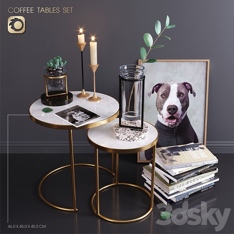 ZARA HOME_coffee tables set Decorative set 3D model