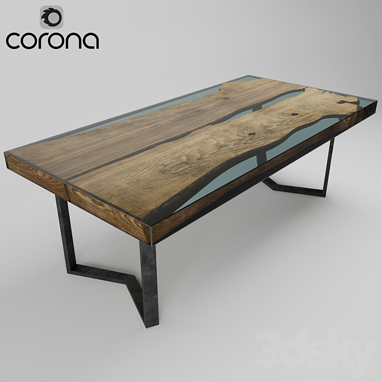 Tables made of wood and epoxy resin Table 3D model