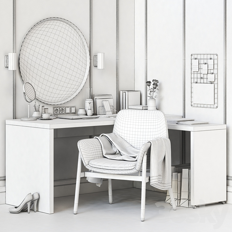 IKEA MALM corner dressing table and workplace Dressing table 3D model