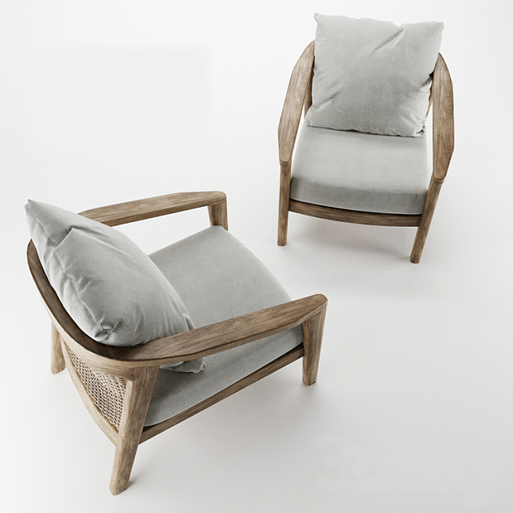 Rh Malta Teak Lounge Chair Arm chair 3D model