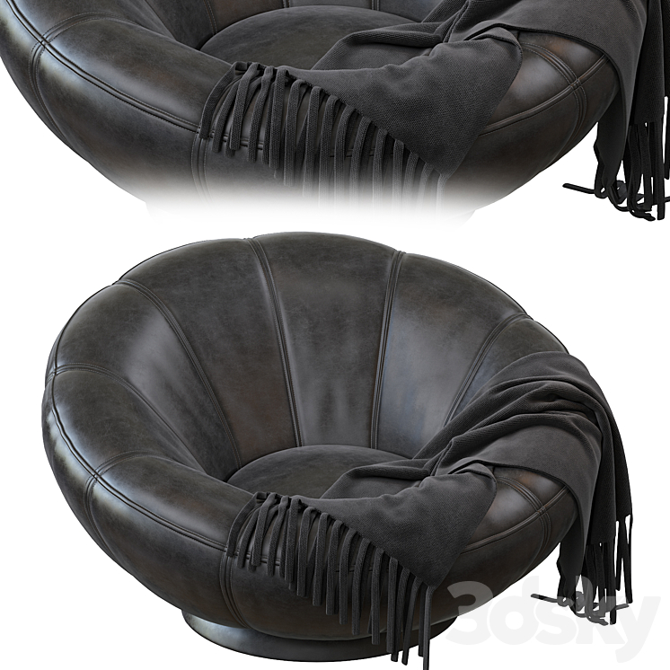 Performance Everyday Velvet Gray Groovy Swivel Chair Arm chair 3D model