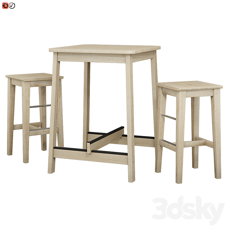 Bar table and chair IKEA NORROKER NILSOLLE Table Chair 3D model