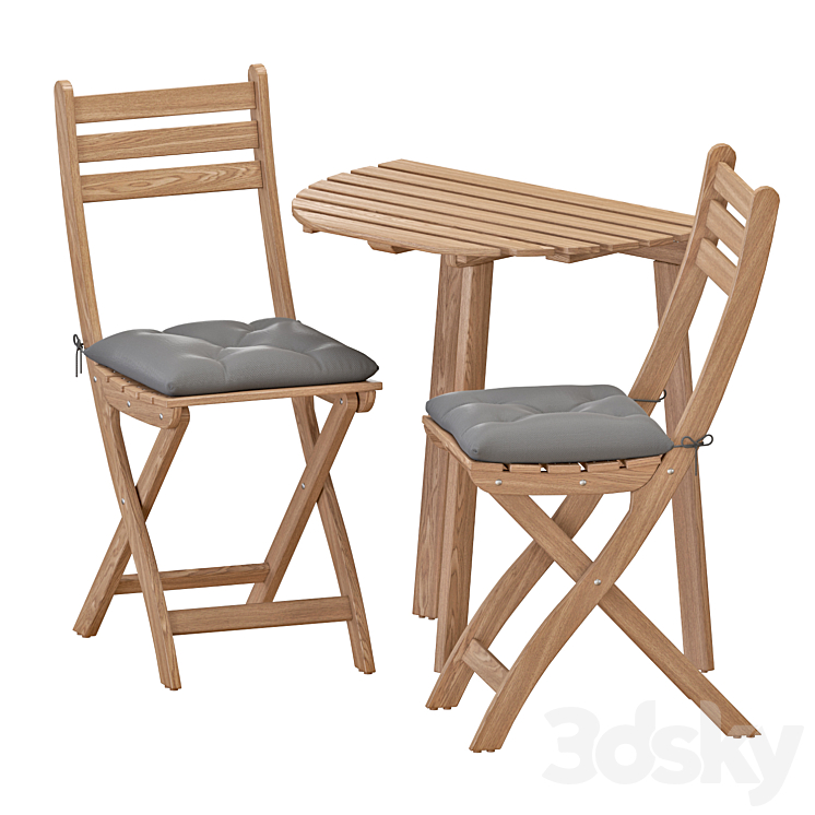 IKEA ASKHOLMEN Table And Chairs Set 3 Table Chair 3D model