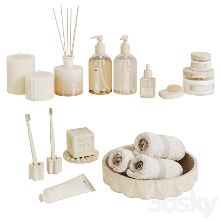 Bathroom Accessories Beige Bathroom accessories 3D model