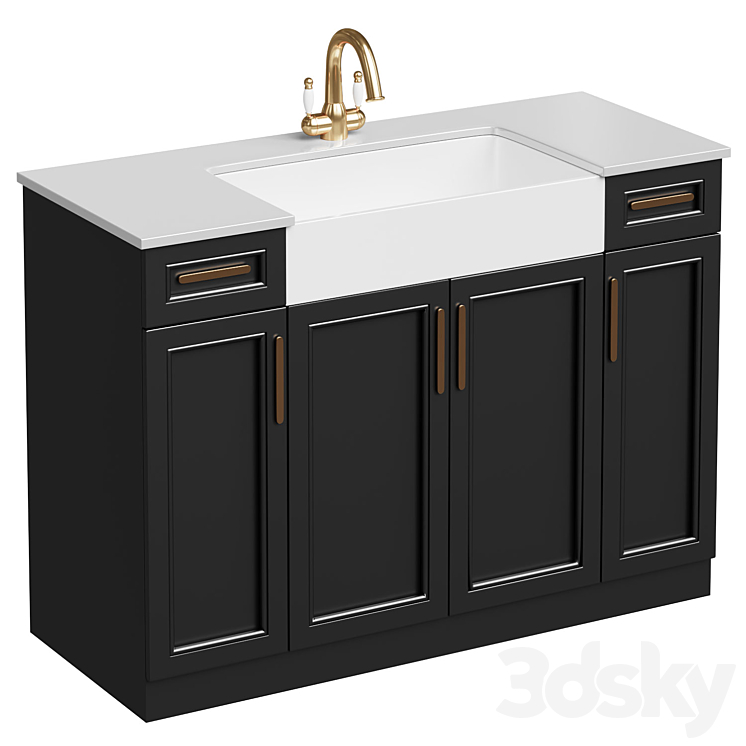 Black Freestanding Single Farmhouse Sink Bathroom Vanity with Ceramic Top - Bathroom furniture ...