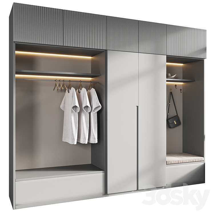 Hallway area with a minimalistic hanger Wardrobe & Display