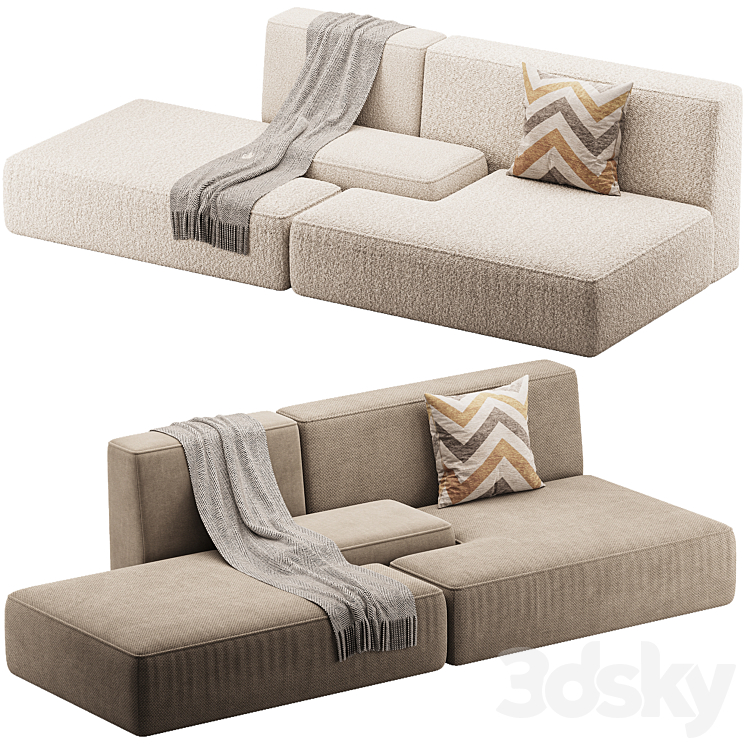 Double sofa Face with armrest black Sofa 3D model