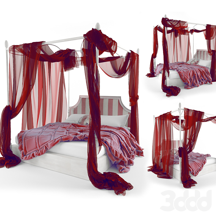 Bed with Baldachin Volpi - Кровати - 3D модель