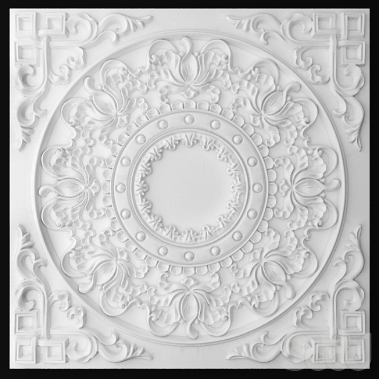 Розетка, узор, резьба, потолок. - Лепнина - 3D модель