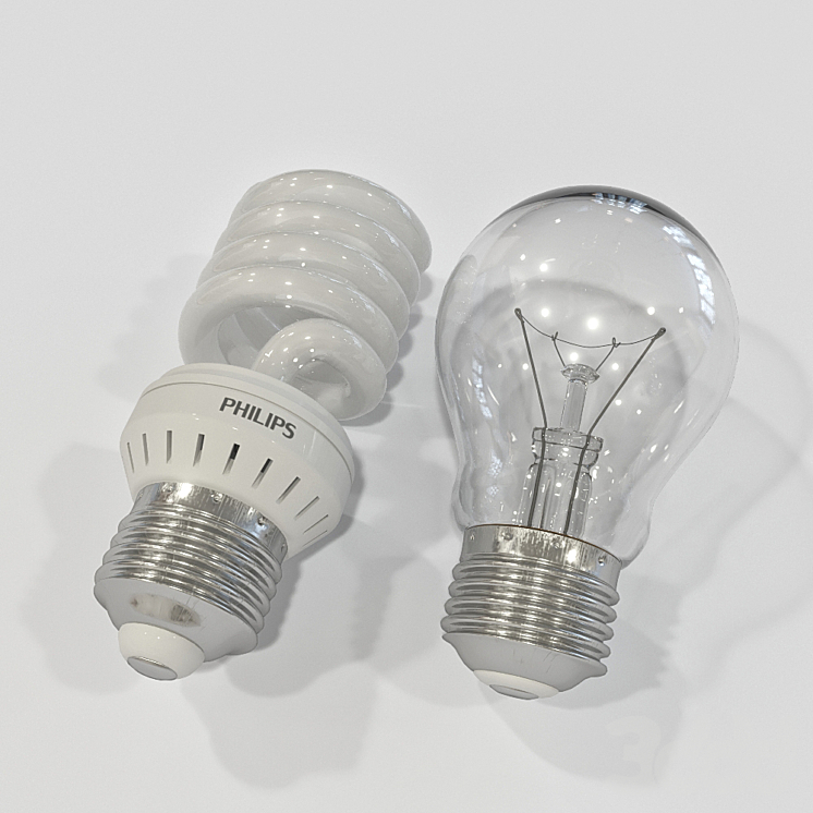 Лампочки экономная и накаливания - Разное - 3D модель